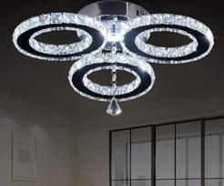 LED kristalų lubų šviestuvas, 33 x 9 cm, 3 žiedų kristalų lubų šviestuvas, šaltai baltas, 6000 K, modernus lubų šviestuvas miegamajam, svetainei, prieškambariui, valgomajam