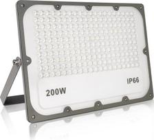 LED lauko prožektorius 200 W, 20000 LM itin ryškus plonas prožektorius lauke, 6500 K vėsiai baltos spalvos prožektorius, IP65 vandeniui atsparus lauko apsaugos žibintas sodui, kiemui, sporto aikštynui