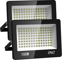 LED lauko prožektorius, 100 W, 2 vnt., 10000 lm, atsparus vandeniui IP67, itin ryškus LED prožektorius 6500 K Cool White, lauko prožektorius AC 220-240 V, skirtas sodui, kiemui, garažui