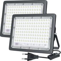 LED lauko prožektorius, 2 vnt., 100 W, 10000 lm, itin ryškus lauko prožektorius su kištuku ir jungikliu, 6500 K šaltai balta spalva, IP66 vandeniui atsparus prožektorius, LED lauko prožektorius sodui, kiemui