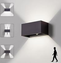 LED lauko šviestuvas antracito spalvos su judesio jutikliu, sieninis šviestuvas į viršų ir į apačią, lauko sieninis šviestuvas, vėsiai baltas, 6000 K, IP65 lauko šviestuvas, lauko šviestuvas, lauko šviestuvas, namo siena