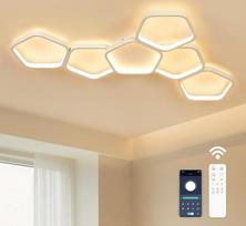 LED lubų šviestuvas 58 W su nuotolinio valdymo pulteliu ir programėlės valdymu - 3000 K - 6500 K, naktinė šviesa, atminties funkcija, 90 cm, modernus lubų šviestuvas svetainei, miegamajam
