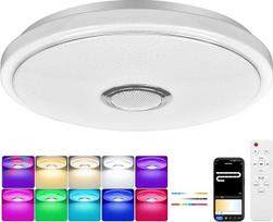 LED lubų šviestuvas reguliuojamas 60 W LED RGB lubų šviestuvas 40 cm skersmens vonios kambario šviestuvas Vonios kambario šviestuvas su "Bluetooth" garsiakalbiu Nuotolinio valdymo pultas ir programėlės valdymas vaikų kambariui Miegamasis Svetainė