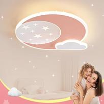 LED lubų šviestuvas Rožinė žvaigždė Mėnulio lubų šviestuvas Dimmable su nuotolinio valdymo pulteliu Nakties šviesos funkcija Vaikų kambarys Miegamasis Svetainė Prieškambaris Berniukų ir mergaičių miegamasis Lubų šviestuvai 40 cm