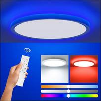 LED lubų šviestuvas RGB, keičiantis spalvas, 33 W lubų šviestuvas, plokščias apvalus su nuotolinio valdymo programa, 3000 K - 6500 K 5200 LM lempa, naktinė šviesa ir laikmatis miegamajam, virtuvei, svetainei, balkonui, vonios kambariui