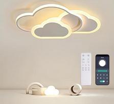 LED lubų šviestuvas vaikų kambariui, 62 cm 48 W lempa vaikų kambariui, lubų šviestuvas vaikų kambariui, reguliuojamas debesų šviestuvas su nuotolinio valdymo pulteliu, 3000 K - 6000 K, lubų šviestuvas svetainei, miegamajam