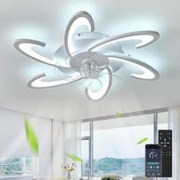 LED lubų ventiliatorius su apšvietimu ir nuotolinio valdymo pulteliu, tylus, reguliuojamo apšvietimo ventiliatorius su šviesa, modernus dizainas, 6 greičių laikmačio lempa su ventiliatoriumi miegamajame, svetainėje, baltas