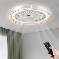 LED lubų ventiliatorius su apšvietimu, tylus nuolatinės srovės variklis, 70 W pritemdomas lubų apšvietimas su ventiliatoriumi ir nuotolinio valdymo pultu bei programėle, 6 greičių, laikmatis, vasaros/žiemos režimas, skirtas miegamajam, svetainei (baltas,