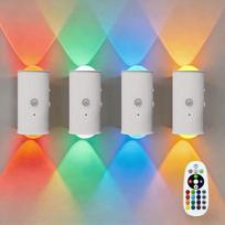 LED naktinis šviestuvas su judesio jutikliu viduje, RGB 16 spalvų, reguliuojamas, lempa su judesio jutikliu, vidaus baterija, belaidis sieninis šviestuvas / sieninis šviestuvas, baterija miegamajam, laiptams, prieškambariui, virtuvei (4