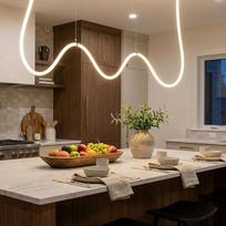 LED pakabinamas šviestuvas su silikoniniu vamzdeliu ir nuotolinio valdymo pulteliu, 3 spalvų temperatūros 3000K-6000K lubų šviestuvas, 68 W, lankstaus dizaino, skirtas miegamajam, svetainei ir komercinėms patalpoms