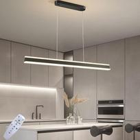 LED pakabinamas šviestuvas Valgomojo stalo pakabinamas šviestuvas juodas Dimmable su nuotolinio valdymo pakabinamas šviestuvas Reguliuojamas aukštis Modernus pakabinamas šviestuvas biurui Valgomasis kambarys Studija Gyvenamasis kambarys Virtuvės šviesa (1