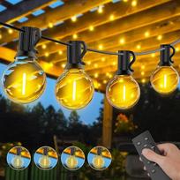LED pasakų žibintai lauko galia 30 m, užtemdomi lauko pasakų žibintai su 50 + 2 G40 lemputėmis, vandeniui atsparūs sodo pasakų žibintai su nuotolinio valdymo pulteliu, skirti terasai, šaliai, balkonui, sodo apšvietimui