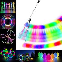 LED Poi kamuoliukų rinkinys vaikams ir suaugusiesiems - įkraunami stiklo pluošto šviesos Poi kamuoliukai profesionalams | LED Pois Kids Juggling | Žongliravimo rinkinys ir šviesos tapybos priedai | Ugnies Poi kamuoliukai ir šviečiantys kamuoliukai