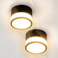 LED paviršinis prožektorius, lubų prožektoriai, juodas, paviršinis prožektorius, nereikia gręžti, skirtas vonios kambariui, 12 W IP65 šiltos baltos lubų šviesos, plokščias CRI82, paprastas dizainas, lubų šviesos, prieškambario, lauko, 2 vnt.