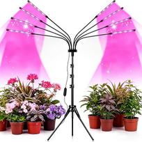 LED Pflanzenlampe 8-in-1, Vollspektrum Pflanzenlicht mit Stativ, Zeitschaltuhr 4/8/12H (Auto Ein/Aus), Pflanzenleuchte für Zimmerpflanzen