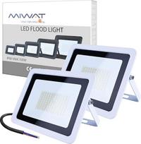 LED prožektorius 100 W, 2 vnt., 7200 lm, vėsios baltos spalvos, atsparus vandeniui, 120° spindulio kampas, skirtas kiemui, garažui, sporto aikštynui