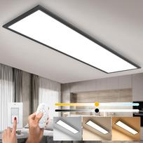 LED reguliuojamo apšvietimo lubų šviestuvas 100 x 25 cm, 28 W lubų šviestuvas su nuotolinio valdymo pulteliu, lubų panelinis šviestuvas su atminties funkcija, 2700 K - 6500 K šilta natūrali šalta balta šviesa biurui, dirbtuvėms, svetainei, juodas rėmelis