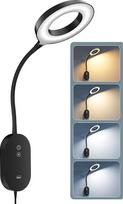 LED sieninė skaitymo lempa, lovos galvūgalio apšvietimas su 10 W USB išvestimi, greitas sieninis skaitymo apšvietimas su 4 spalvų režimais ir 5 reguliuojamais šviesos srautais, atminties funkcija, 4 valandų automatinio išsijungimo žiedinė šviesa, juoda