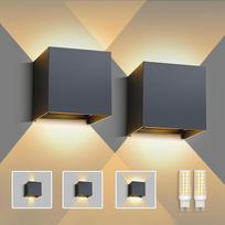 LED sieninis lauko / vidaus šviestuvas, 2 G9 sieninių šviestuvų rinkinys, 3000 K šilta balta spalva, keičiama lemputė, IP65, 9 W, 700 lm, reguliuojamas šviesos kampas 0-120°, aliuminis, grafitinė juoda