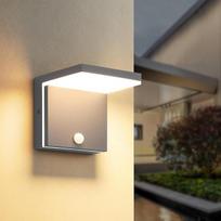 LED sieninis lauko šviestuvas su judesio jutikliu, 12 W lauko šviestuvas, atsparus vandeniui, IP54, aliuminio modernus sieninis šviestuvas, 3000 K šiltos baltos spalvos lauko šviesa, lauko sieninis šviestuvas terasai, įėjimui, sodui, balkonui, antracitas