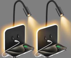 LED sieninis šviestuvas, 3 W + 9 W skaitymo lempa, sieninis naktinis staliukas su dėklu, USB įkrovimo prievadu ir jungikliu, 350° kampu besisukantis miegamojo lovos šviestuvas, skaitymo lempa, sieninis šviestuvas koridoriuje, gyvenamajame kambaryje (02)