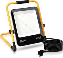 LED statybinis prožektorius, 200 W 16000 LM LED prožektorius, 220 V LED darbo šviesa su kištuku, IP66 vandeniui atsparus statybinis prožektorius su 3 m kabeliu, nešiojamas dirbtuvėse ar statybvietėje