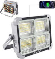 LED statybos prožektoriaus akumuliatoriaus baterija Saulės darbo šviesa nešiojamas derinamas 150 W ekvivalentas 5 režimai Saulės įkraunamas LED darbo prožektorius stovyklavimo prožektorius žvejybai avarinis statybvietės garažas
