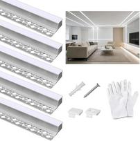 LED Trockenbauprofil 4 Pack 1,4M / 4,6FT Aluminium Profil, LED Fliesenprofil Trimless Vertiefte, Aluminium Schiene Trockenbau mit Milchigem Diffusor & Endkappen für Decke, Wand, Fliesenkanten (5,6M)