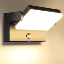 ledmo 60 W lauko šviestuvas su judesio jutikliu Lauko sieniniai žibintai su 360° pasukama LED plokšte 3000 K šiltos baltos spalvos lauko sieninis šviestuvas, atsparus vandeniui IP65, juodas