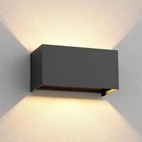 ledscom.de "Cube" sieninis lauko šviestuvas, antracito spalvos, IP65, stačiakampio formos, su 2 LED lemputėmis, po 4,1 W, 501 lm, šilta balta spalva