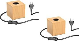 ledscom.de HITO stalinis šviestuvas, jungiklis, tikras medis (kaučiukmedis), kvadratinis, šviesiai rudas, 1x E27 Max. 60 W, 2 vnt.