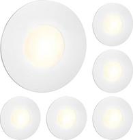 ledscom.de LED laiptų apšvietimas, FEX laiptų apšvietimas, skirtas naudoti patalpose ir lauke, apvalus, 85 mm skersmens, šiltai baltas, 6 vnt.
