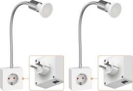 ledscom.de LESCH Skaitymo lempa Lempa su lizdu Chromas / balta su GU10 LED lempa 7 W 630 lm balta Pakuotė 2 vnt.