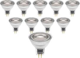 LEDVANCE 10x LED taškinis reflektorius, GU5.3 MR16, 4000 K šaltai balta, 6,8 W, 621 liumenų, reguliuojamas apšvietimas, 36° spindulio kampas, CRI 90+, 12 V, 50 W pakaitalas, 10 vnt.