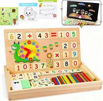 lenbest Montessori matematikos žaislas, magnetinė medinė mokymosi dėžutė, skaičių edukacinis žaidimas su kortelėmis ir lenta, žaislas "Doodle", pagamintas iš medžio, edukacinis žaislas 3, 4, 5 metų vaikams