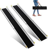 LIEKUMM 2 x 105-183 cm neįgaliųjų vežimėlių rampos, 300 kg apkrovos rampa neįgaliųjų vežimėliams ir motoroleriams, teleskopinė rampa durų slenksčiams, elektriniams vežimėliams, dviračiams, 3 reguliuojami ilgiai, su krepšiu