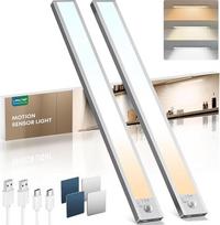 LROLTEF Spintos apšvietimas LED lempa su judesio jutikliu - 50 cm 3000 mAh 6500 K 4000 K 3000 K 3000 K 3 spalvų temperatūros reguliuojamas apšvietimas Virtuvės apšvietimas Laiptų apšvietimas Įkraunama magnetinė su jutikliu 2 vnt.