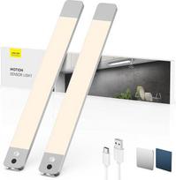 LROLTEF Spintos apšvietimo LED lempa su rankos mostu ir judesio jutikliu - 40 cm 2200 mAh 4000 K spintos apšvietimas Virtuvės apšvietimas - įkraunamas ir pritemdomas Vitrinos apšvietimas Spinta | 2 vnt.