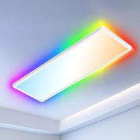 Lubų šviestuvas LED lubų šviestuvas su RGB foniniu apšvietimu, naktinė LED panelinė lempa lubų stačiakampė vonios kambario lempa nuotolinio valdymo laikmatis 3000K-6500K 24W 3000LM gyvenamajam kambariui vaikų kambariui miegamajam