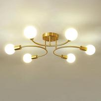 Lubų šviestuvas Vintage 6 lemputės Sputnik Pramonės lubų šviestuvas Retro liustra, suderinama su E27 LED, CFL ir Edisono lempa, gyvenamojo kambario lempa svetainei, valgomajam, virtuvei (aukso spalvos)