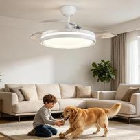Lubų ventiliatorius su apšvietimu 30 W LED 3CCT 6500K/4500K/3500K 4094LM Dimmable 10%-100% 4 greičių laikmatis tylus lubų ventiliatorius svetainei ir miegamajam baltas