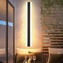 LUOLONG LED ilgas sieninis šviestuvas Villa sieninis šviestuvas Villa Porch lauko IP65 vandeniui atsparūs sieniniai žibintai Juoda ilga šviesos juosta Aliuminio lauko akrilo šilta šviesa Sodo šviesa 60 cm šilta šviesa