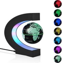 Magnetinis levitacijos plūduriuojantis pasaulio žemėlapio gaublys Kelių spalvų besikeičiantis besisukantis levituojantis gaublys su LED žibintais Biuro namų stalo apdaila Draugo mokytojo verslo gimtadienio dovana