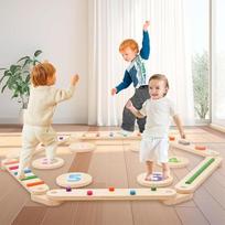 Medinė pusiausvyros sija su balansiniais laipteliais, medinė pusiausvyros lenta, Montessori žaislas, koordinacija, vikrumas ir jėga, kliūčių ruožas mažiems vaikams, geriausia dovana vaikams