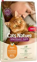MERA Cats Nature Sterilised/Light Chicken Cat Food Dry 10 kg | Sterilizuotoms / kastruotoms katėms | Be grūdų ir be cukraus | Mažai riebalų, daug mėsos turintis sausas maistas katėms