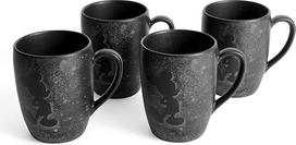 Mickey Mouse Midnight Disney kavos puodelis, 4 vnt., 300 ml, akmens masės, galima plauti indaplovėje, šilkinė matinė glazūra, juodas
