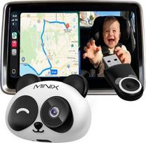 MINIX CA520 belaidė "CarPlay" kūdikių kamera automobiliui - 1080P HD kūdikių monitorius ant galinės sėdynės su naktinio matymo funkcija, 150° plačiu kampu ir "Plug & Play", belaidis "CarPlay" adapteris "iPhone" (iOS 10+)