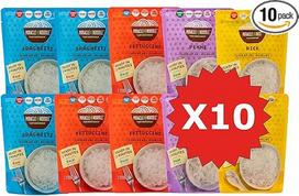 Miracle Noodle s Konjac Noodle Instant New Low Carb Asia Food Shirataki Makaronai su glitimu Asorti dėžutė 10 pakuočių po 200 g (3 x Spagečiai, 3 x Fettuccine, 2 x Ryžiai, 2 x Penne)