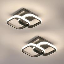 Modernus LED lubų šviestuvas, 2 vnt., 22 W, 2475 LM, kvadratinis lubų šviestuvas svetainei, miegamajam, valgomajam, virtuvei, balkonui, prieškambariui, 23 x 23 x 9,5 cm, natūralus 4500 K, juodas