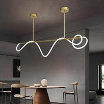 Modernus LED pakabinamas šviestuvas Spiralinis auksas Modernus šviestuvas valgomojo kambario šviesa virtuvės salos apšvietimui Reguliuojamas lubų pakabinamas šviestuvas 47,2 colio valgomojo kambario šviesa su nuotolinio valdymo pultu